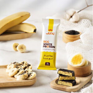 پروتئین بار موز چیا با روکش شکلاتی فاقد گلوتن و موادنگهدارنده